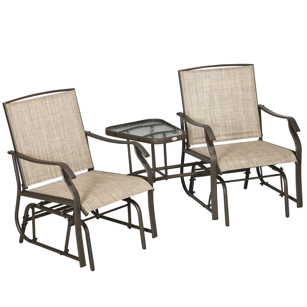 2 Person Sling Fabric Double Glider Rocker Chair with Table K5785