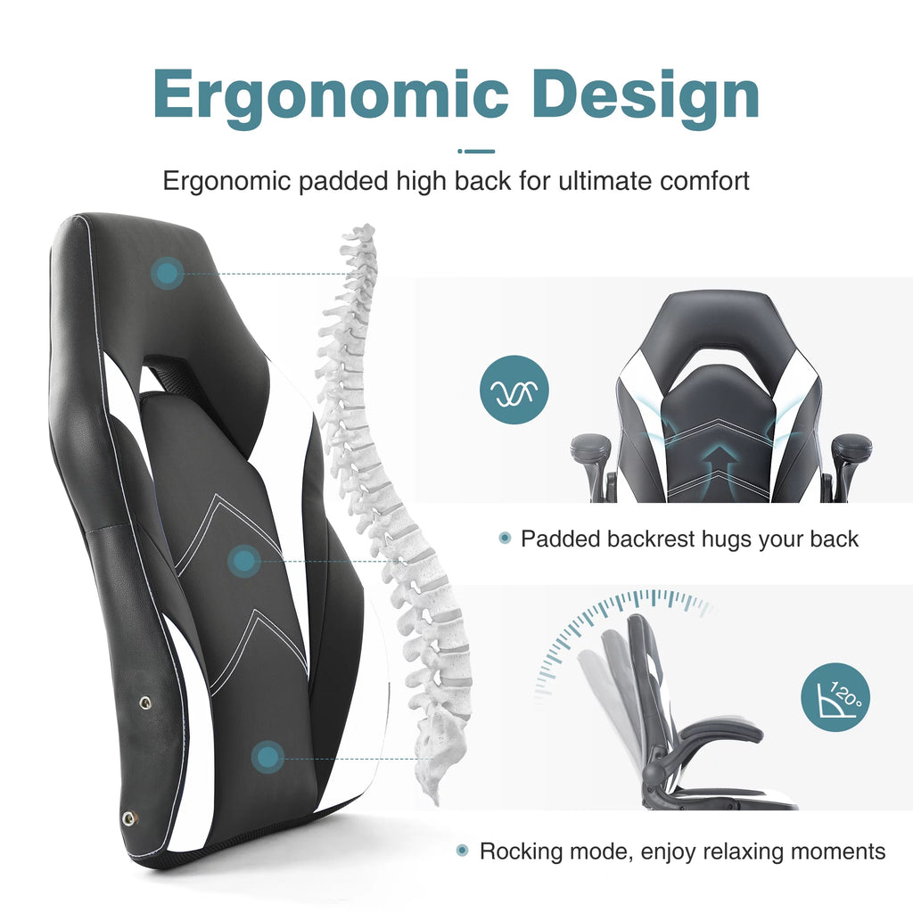 Black and White Ergonomic Office Chair with Lumbar Support E86309