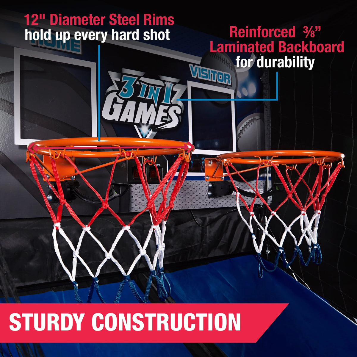 3 in 1 Basketball Football Baseball Game with LED Scoring System D69147