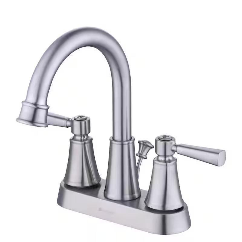4 in. Centerset Double Handle High-Arc Bathroom Faucet in Brushed Nickel V99587