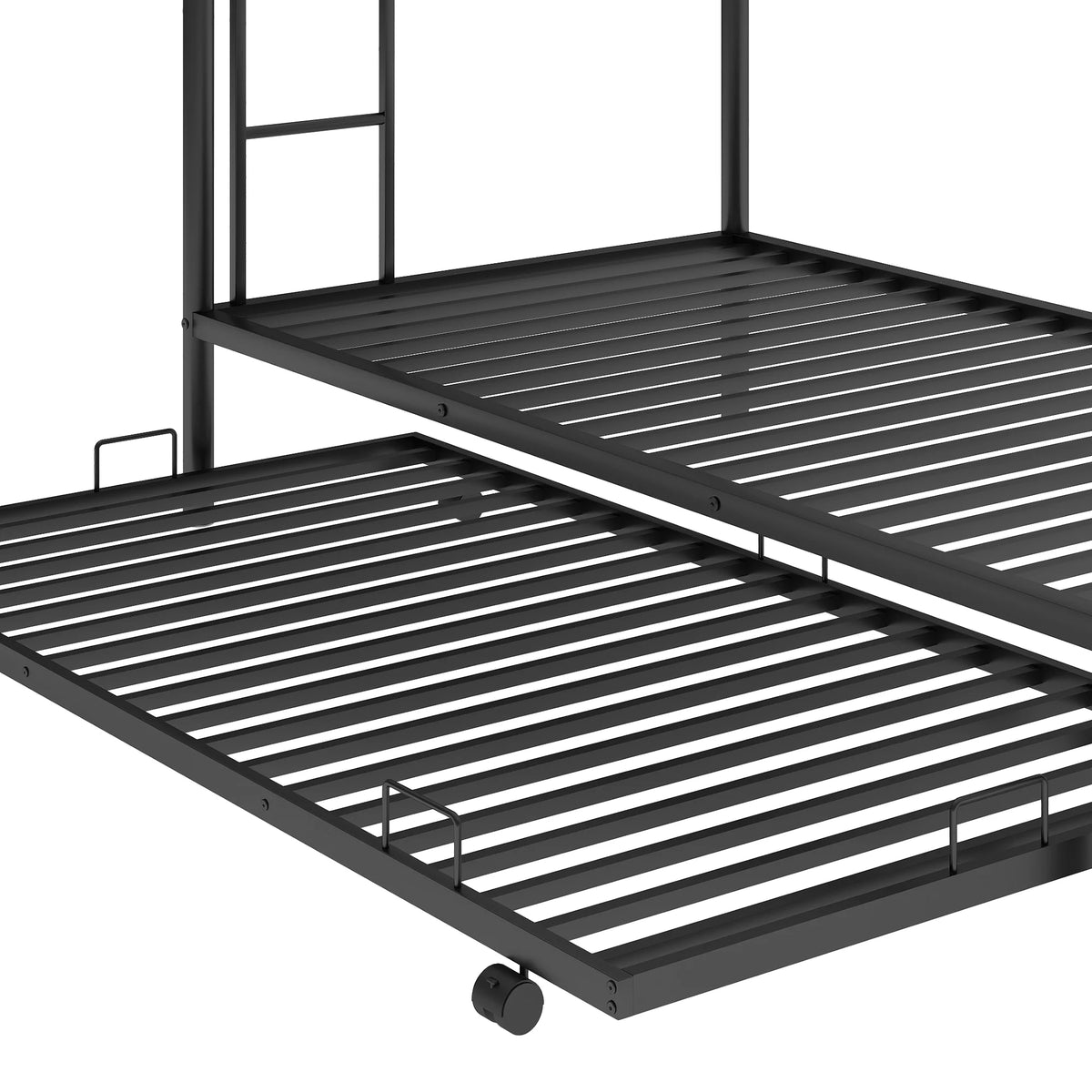 Black Metal Twin over Twin Bunk Bed with Trundle V3997