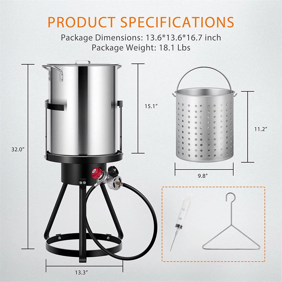 30qt Aluminum Propane Outdoor Fryer S42415