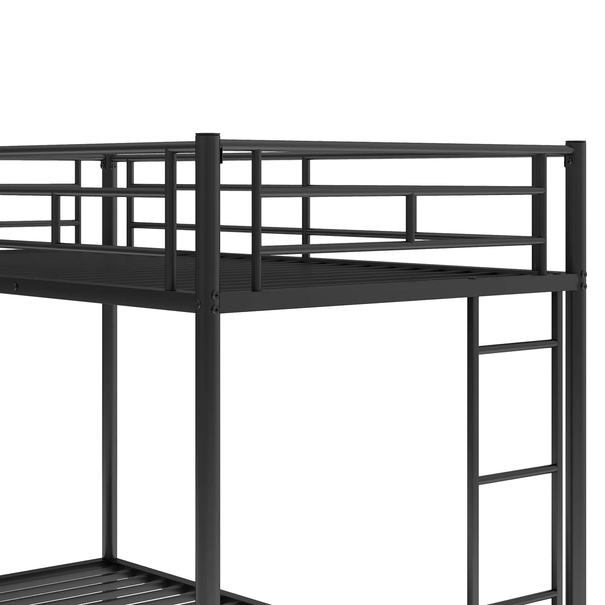 Black Metal Twin over Twin Bunk Bed with Trundle V3997