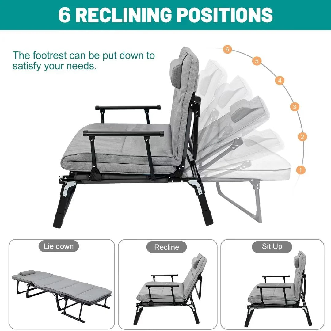 5-Fold Adjustable Folding Camping Cot with Pillow X143002