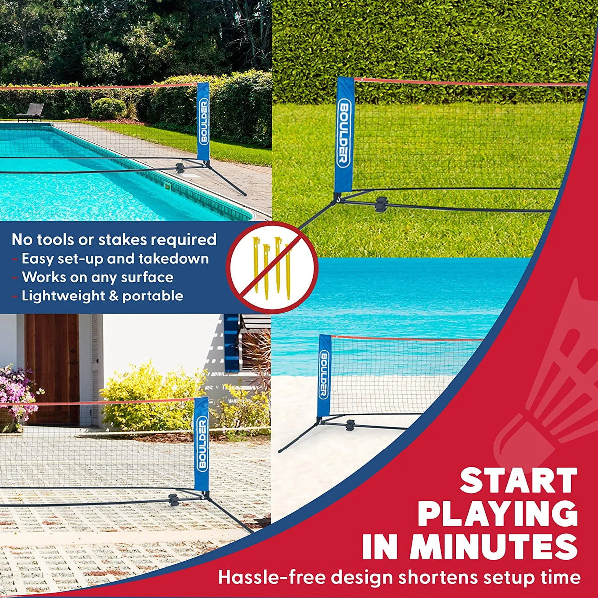 Portable Adjustable Volleyball and Badminton Net H883