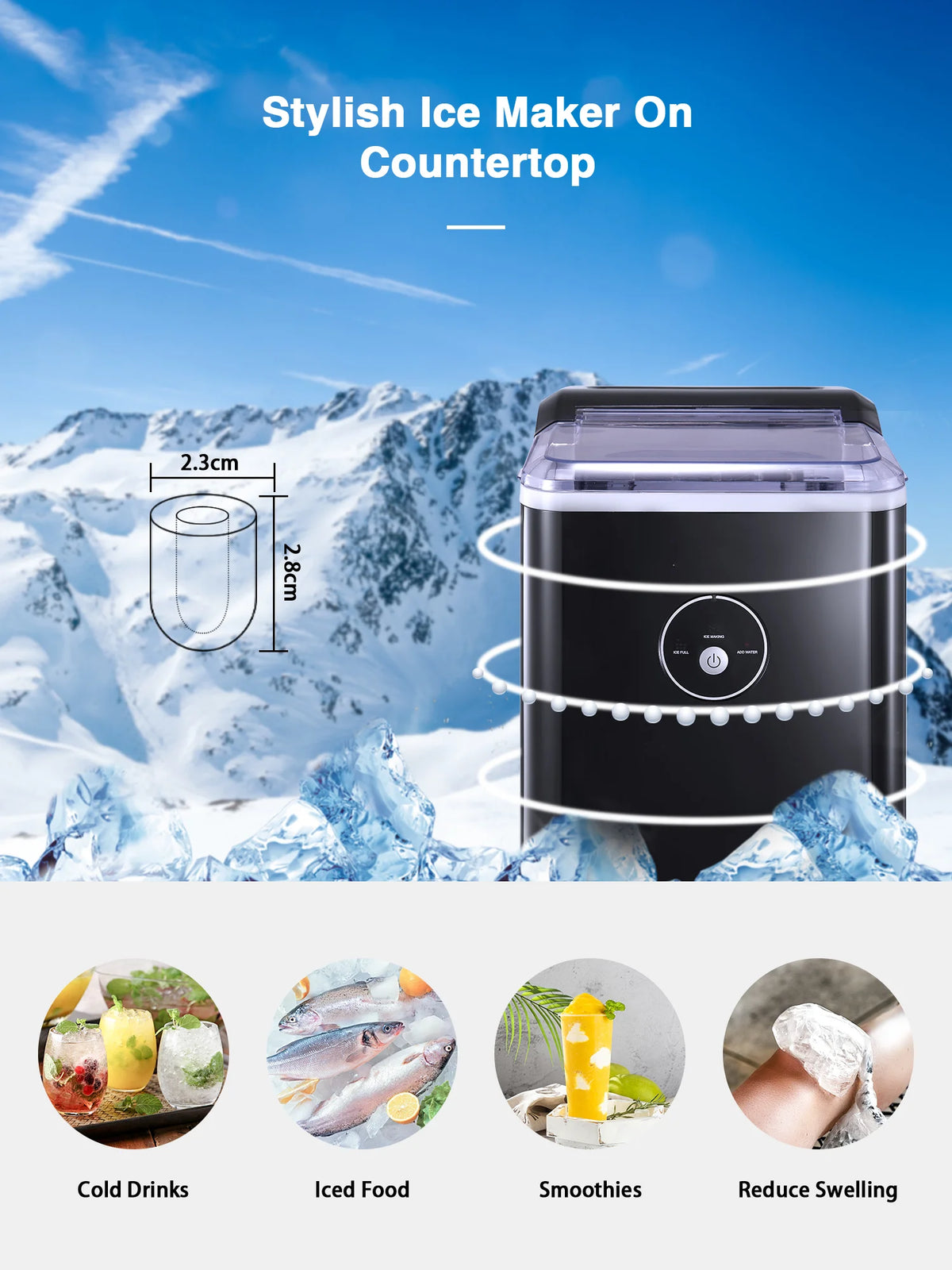 Countertop Ice Maker 9 Bullet Ice Black V291