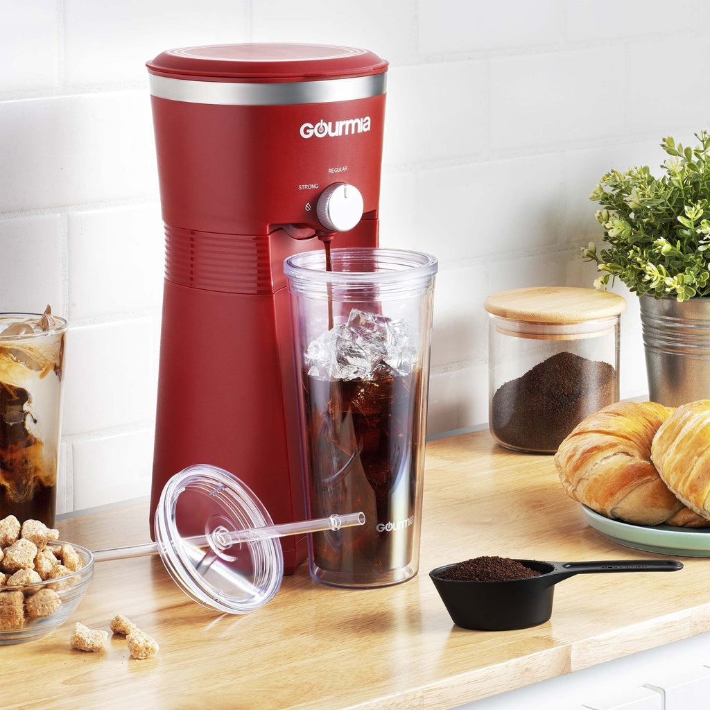 Red Iced Coffee Maker with 25 fl oz Tumbler O388