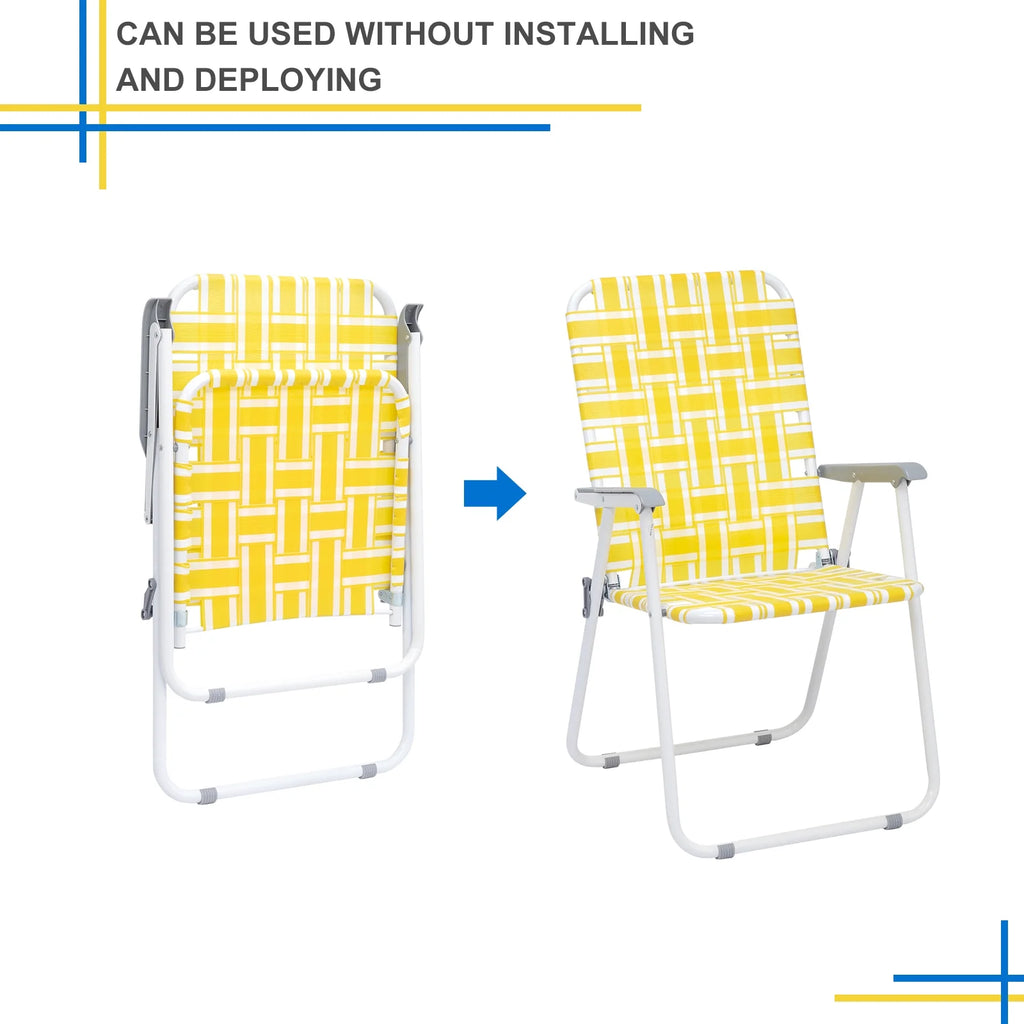 Yellow 2 Pack Folding Web Lawn Chair B86480