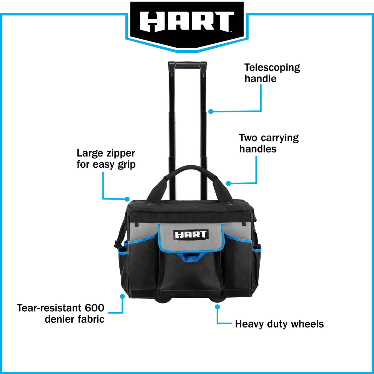 18-inch Rolling Tool Bag with Telescoping Pull Handle A33936