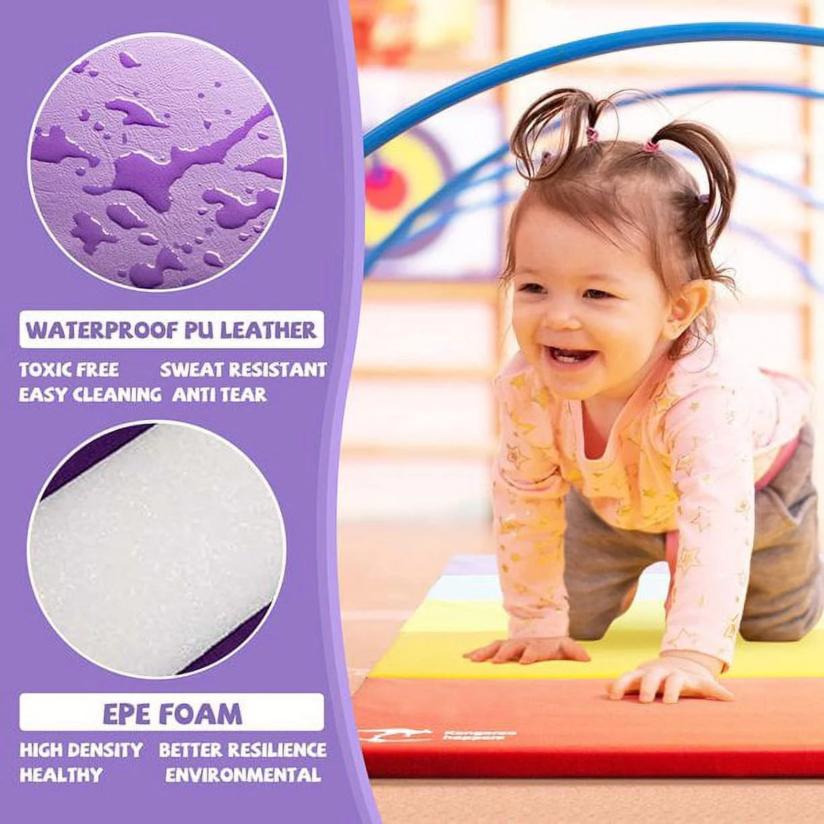 3' x 6' Kids Gymnastics Mat with Carrying Handles C942766