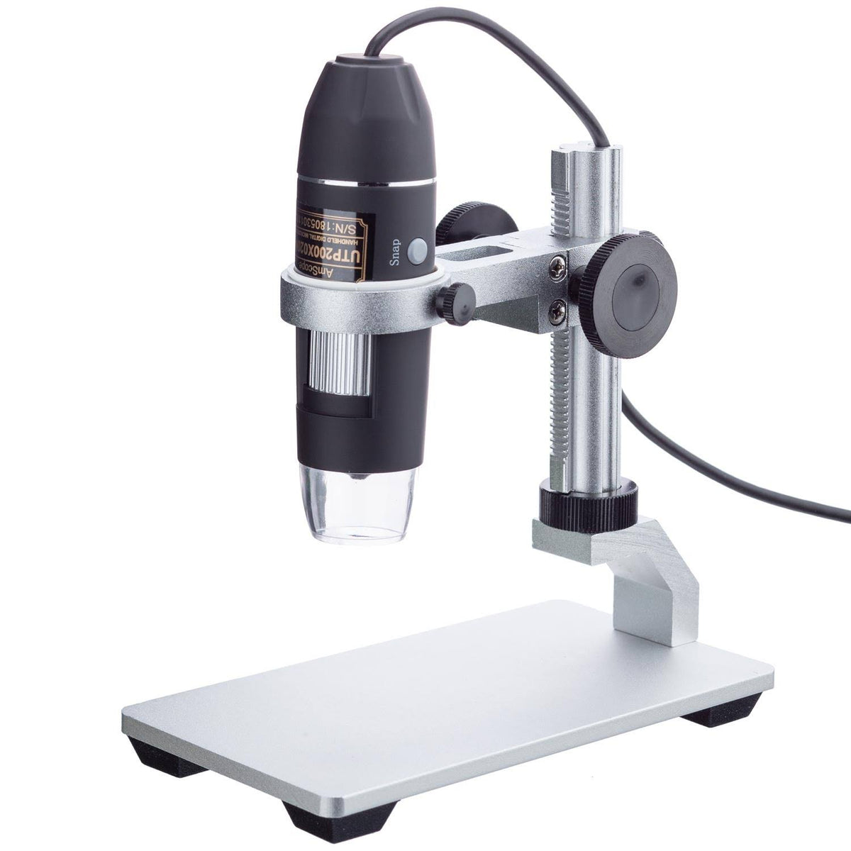 200X 2MP 8-LED Zoom USB Digital Microscope with Metal Stand A498