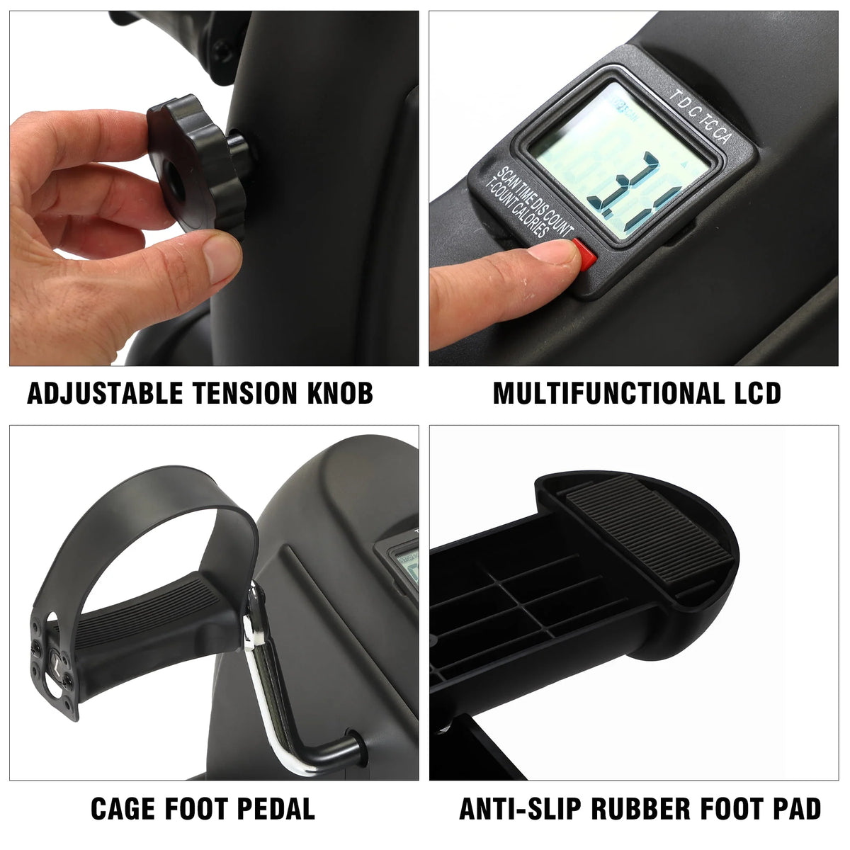 Mini Under Desk Pedal Exercise Bike with LCD Display, Black D76279